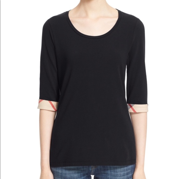 Burberry Tops - Authentic Burberry Check Quarter Sleeve T-Shirt